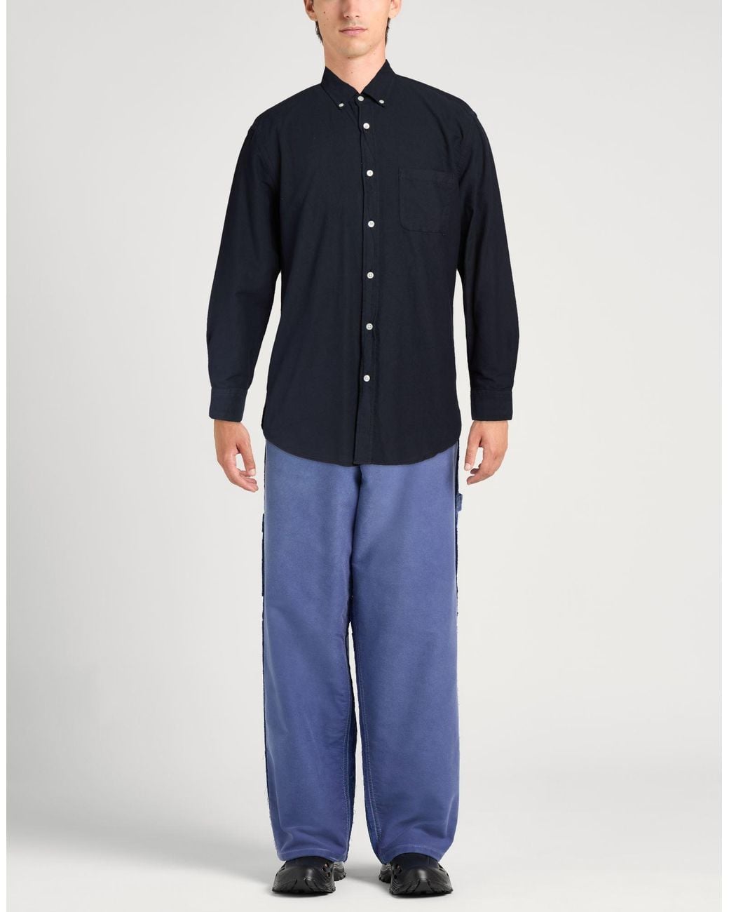 Portuguese Flannel Blue Shirt Cotton for men