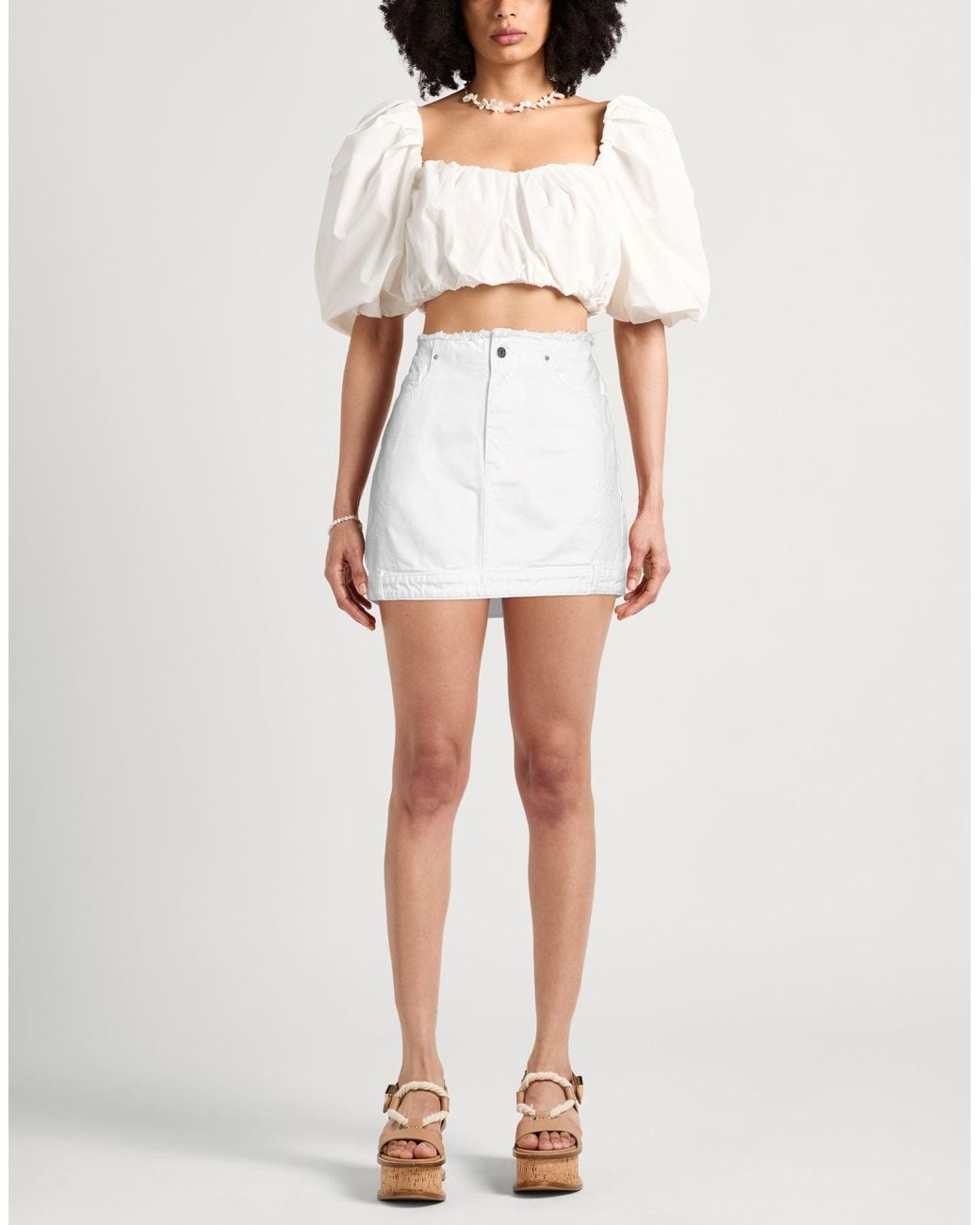 ARMANI EXCHANGE White Denim Skirt Cotton