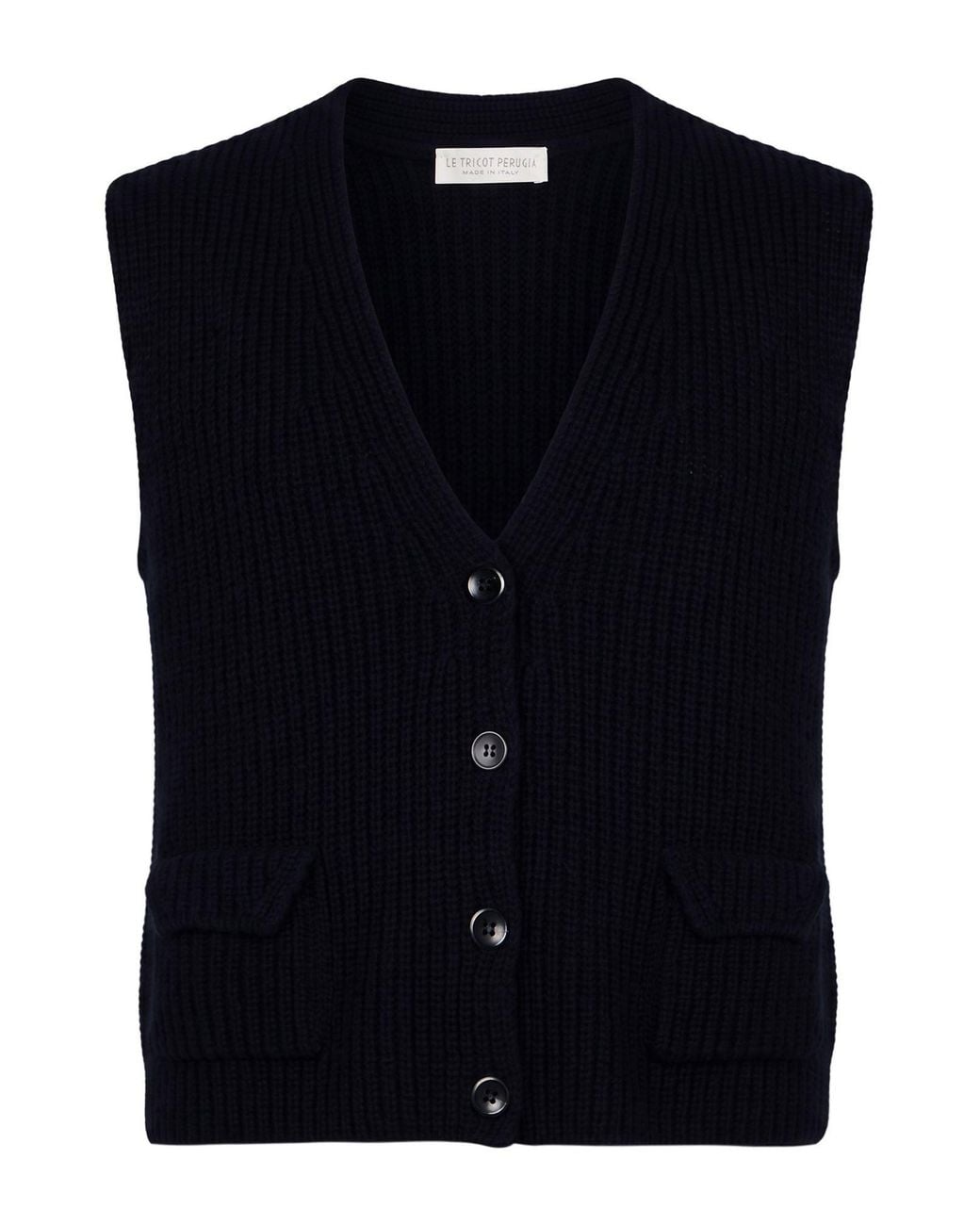 Le Tricot Perugia Blue Midnight Cardigan Virgin Wool, Silk, Cashmere