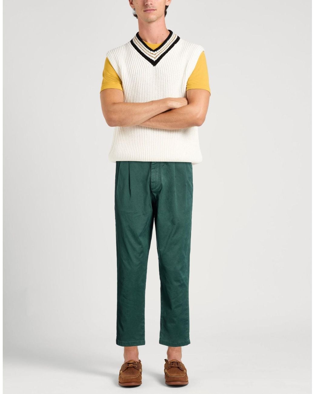 Berna Green Dark Pants Cotton, Elastane for men