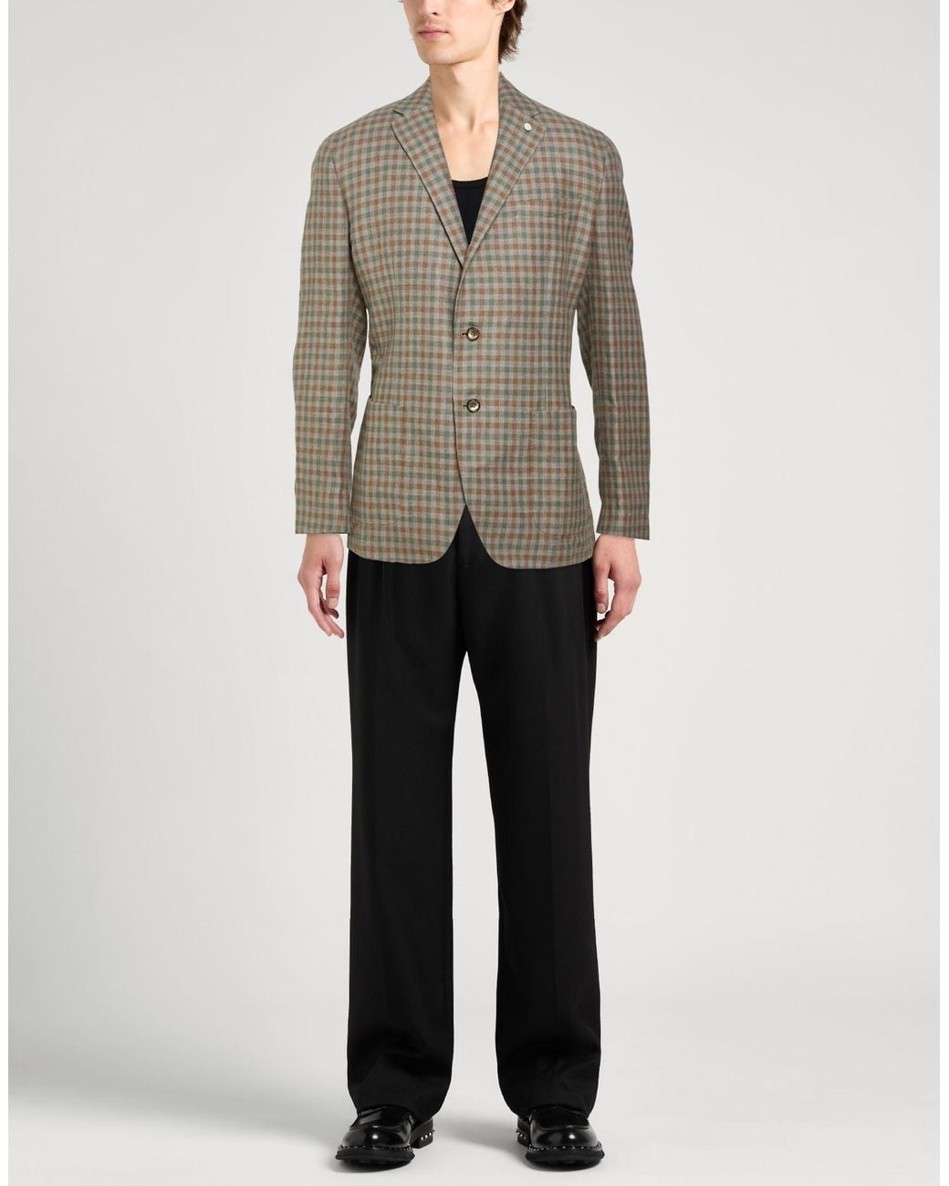 Luigi Bianchi Gray Military Blazer Linen, Virgin Wool for men