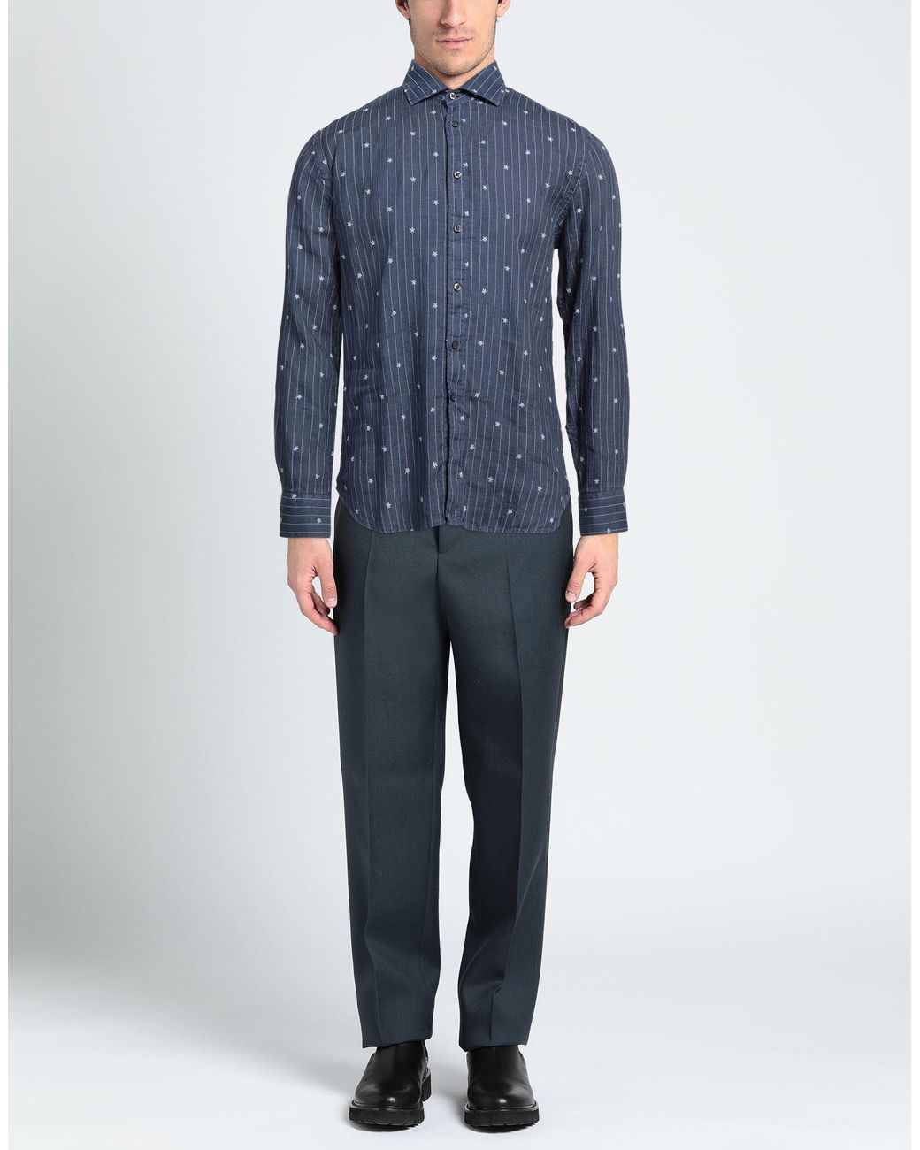 Camicia di 120% Lino in Blue da Uomo