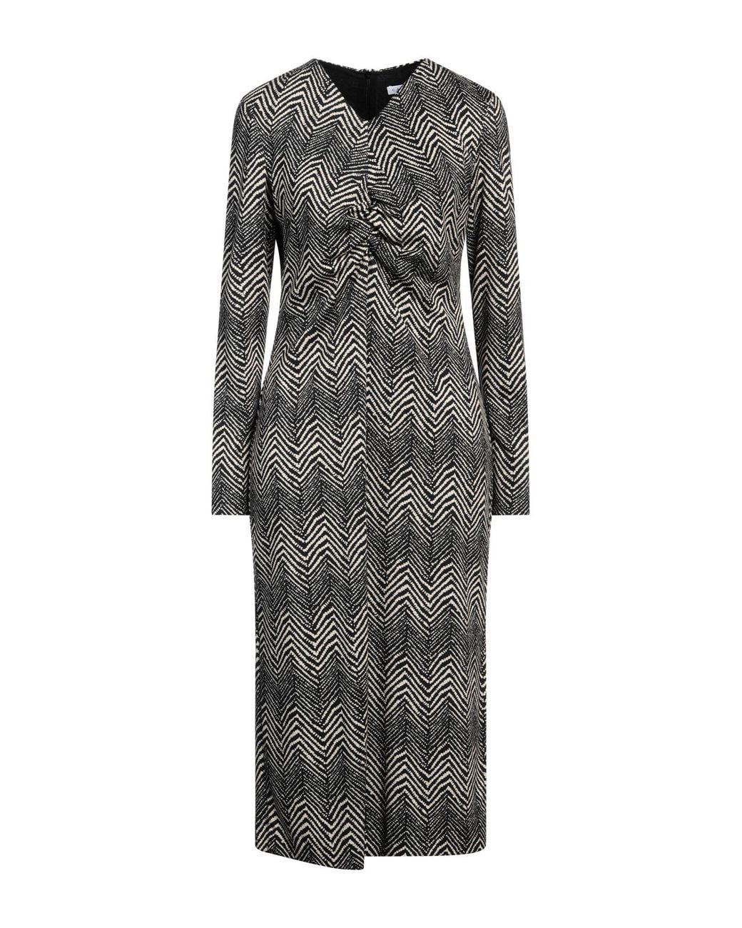Caractere Gray Midi Dress Viscose, Polyester, Elastane