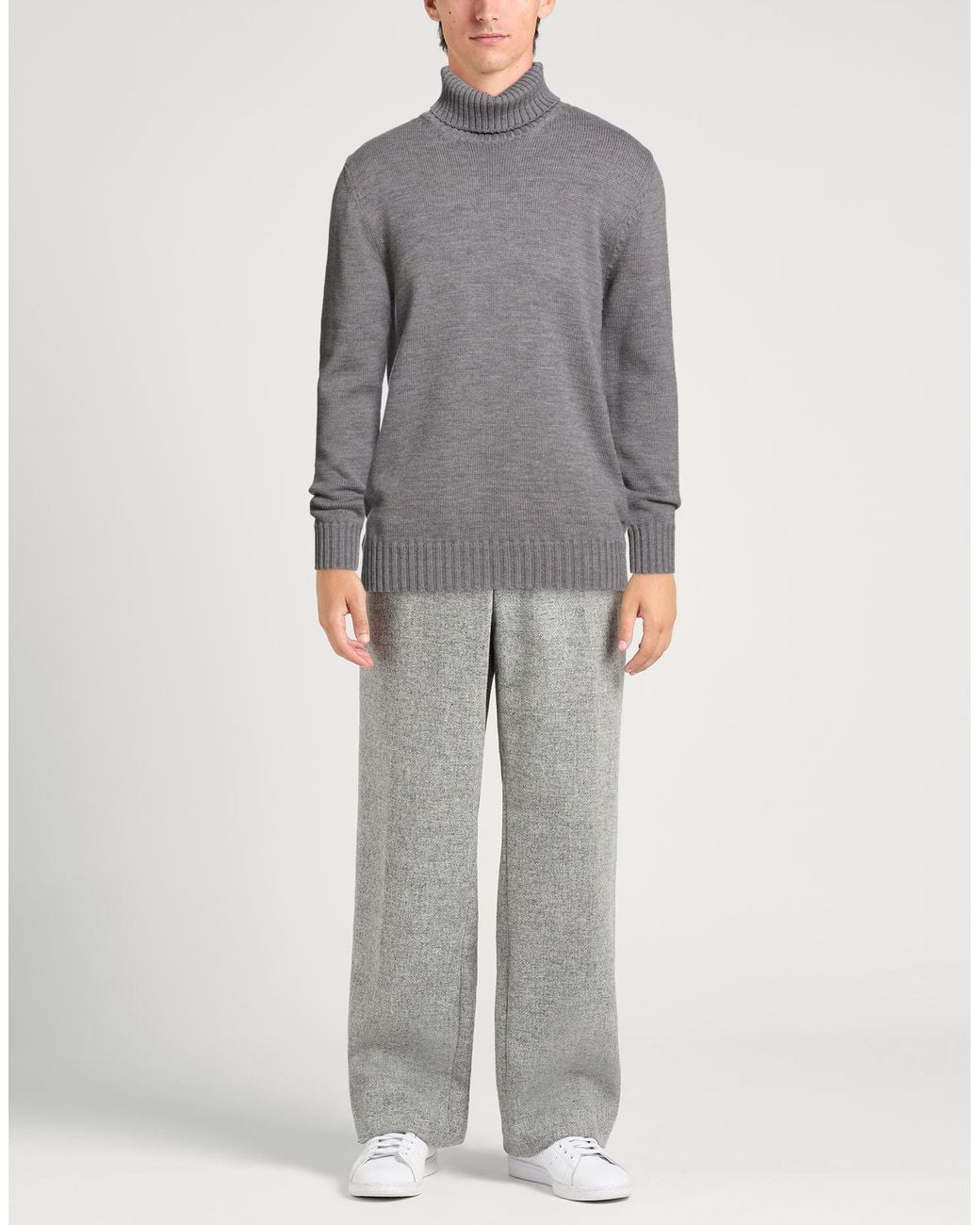 Alpha Studio Gray Turtleneck Merino Wool for men