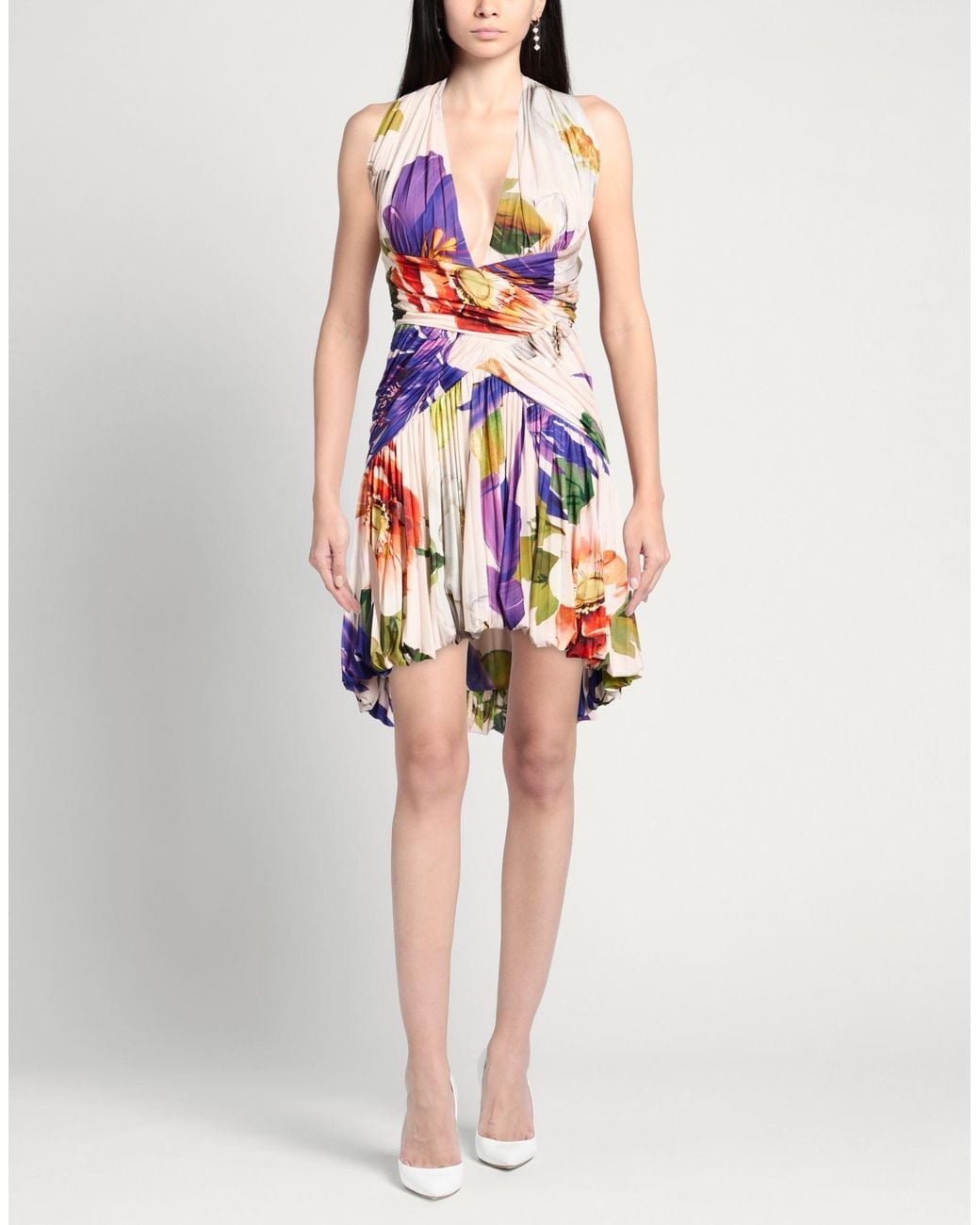 Babylon White Mini Dress Polyester, Elastane