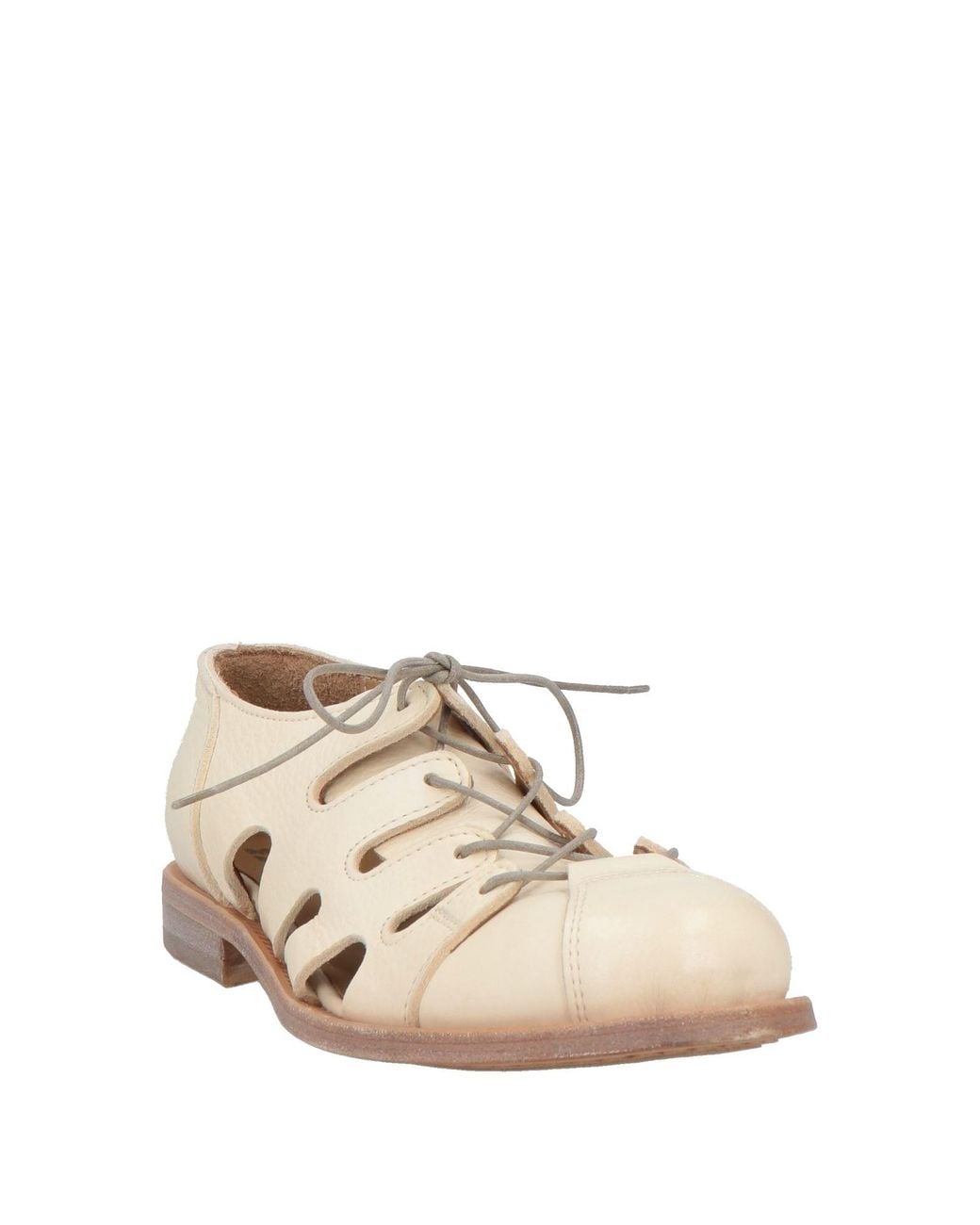 Moma Natural Ivory Lace-Up Shoes Leather
