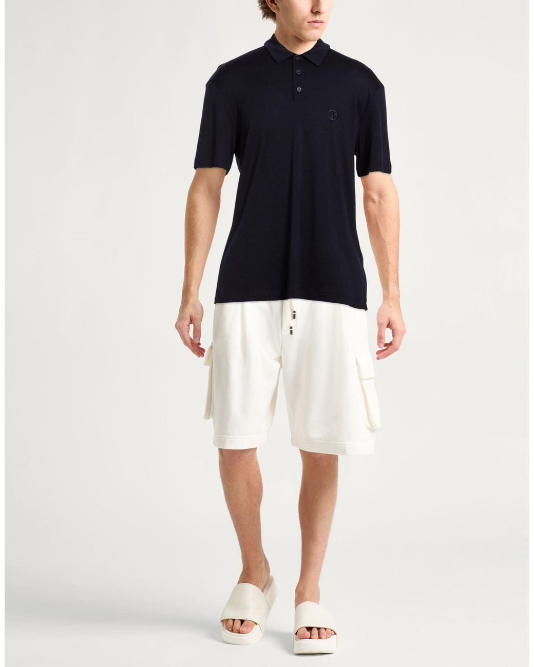 Giorgio Armani Blue Polo Shirt Wool for men