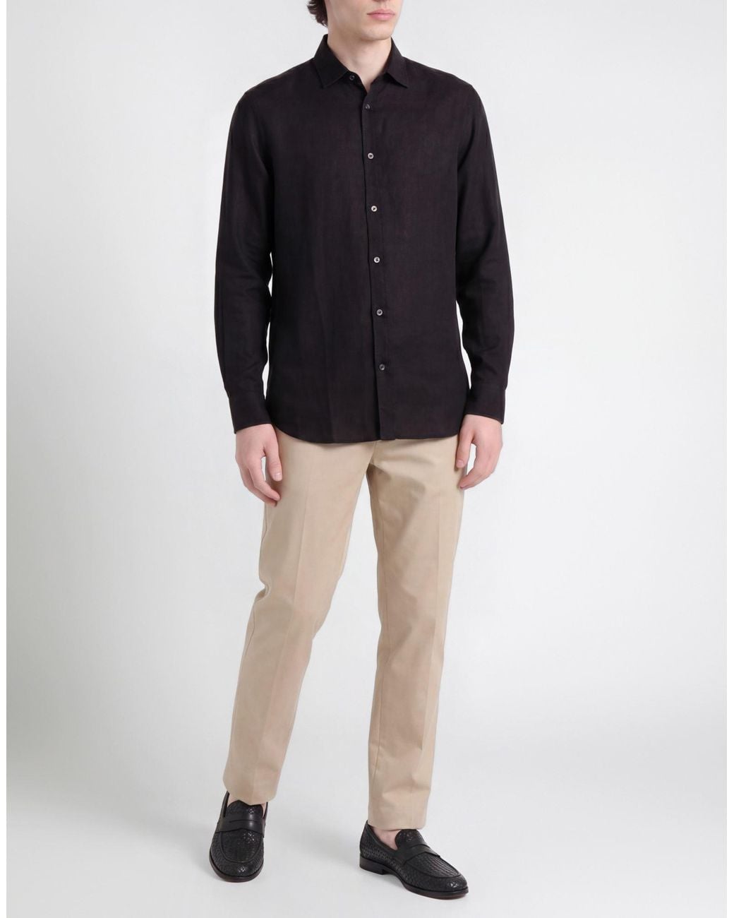 Messagerie Black Shirt Linen, Viscose for men