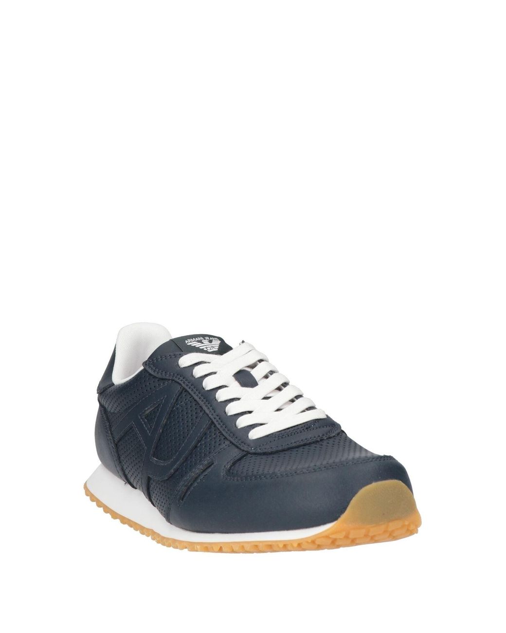 Armani Jeans Blue Sneakers Leather, Textile Fibers