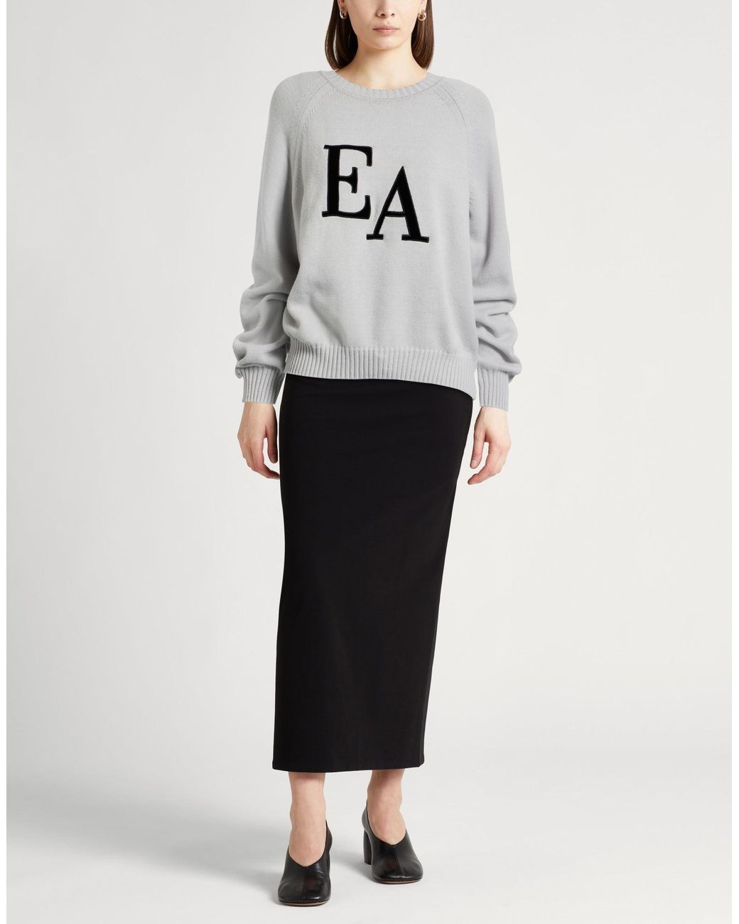 Emporio Armani Gray Light Sweater Polyamide, Viscose, Cashmere, Polyester, Elastane