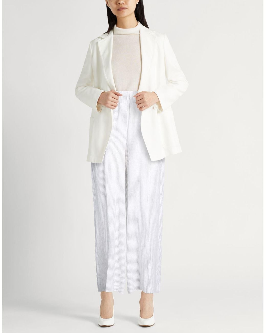 Peserico White Pants Linen