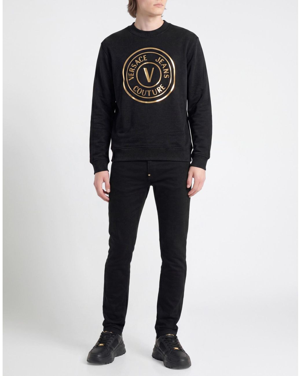 Versace Jeans Couture Black Sweatshirt Cotton, Elastane for men