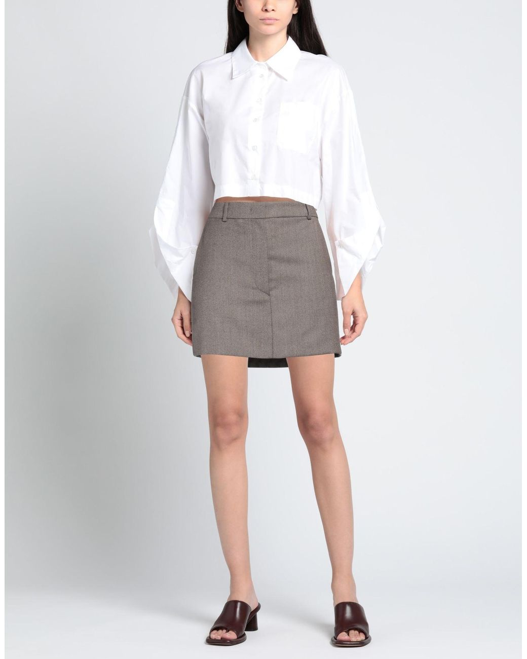 Sportmax Gray Mini Skirt Virgin Wool