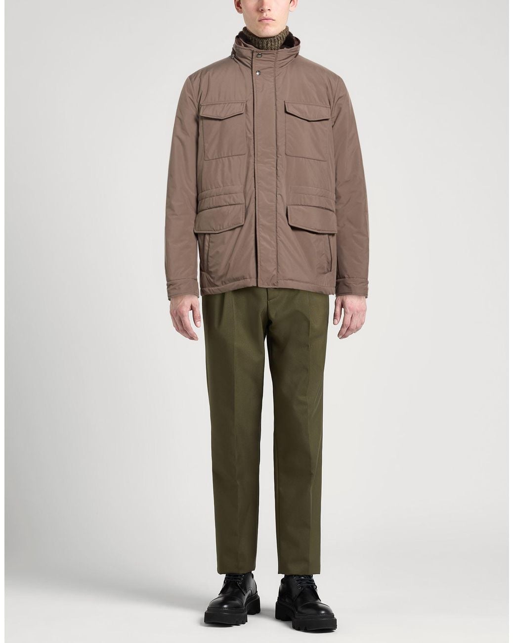 Fedeli Brown Jacket Polyester, Merino Wool, Cashmere for men