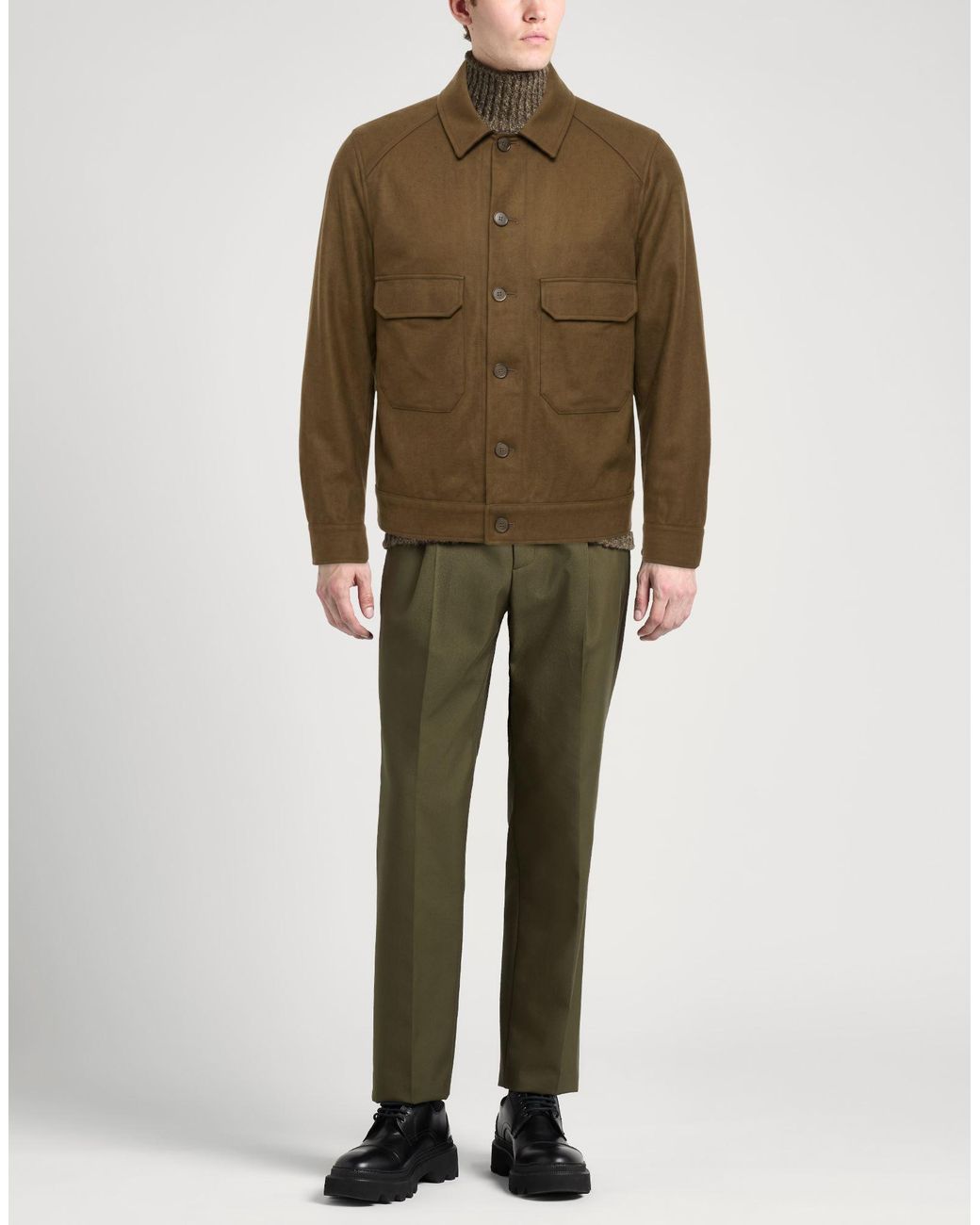 Santaniello Green Jacket Wool, Polyamide, Cashmere, Elastane for men