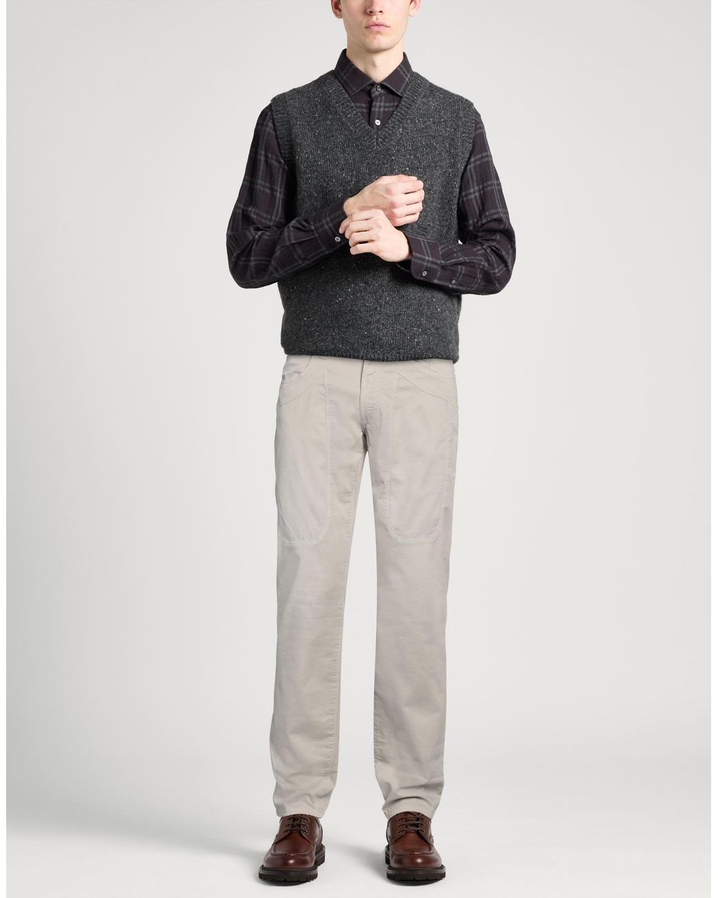 Jeckerson Gray Pants Cotton, Elastane, Polyester, Polyurethane for men