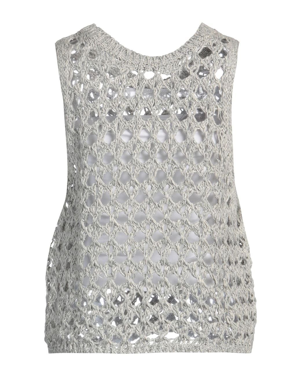 Brunello Cucinelli Gray Sweater Jute, Cotton, Polyamide