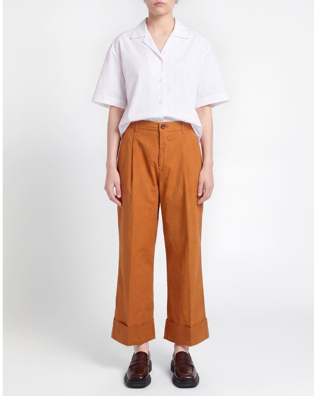 Berwich Orange Tan Pants Cotton, Silk, Elastane