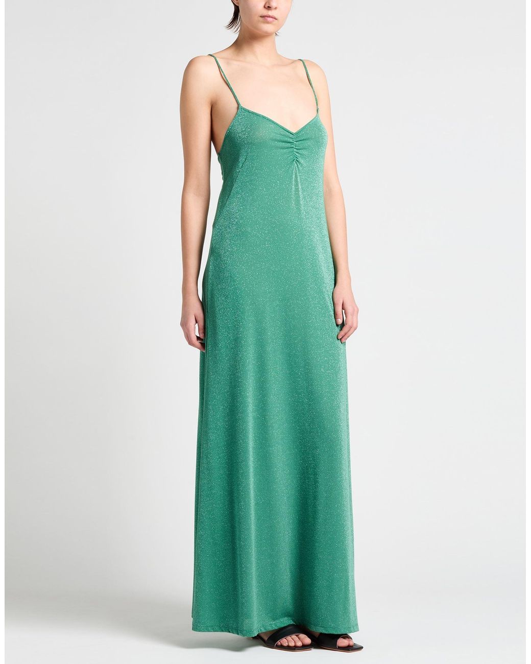 Momoní Green Maxi Dress Polyester, Viscose, Polyamide, Metallic Polyester, Elastane
