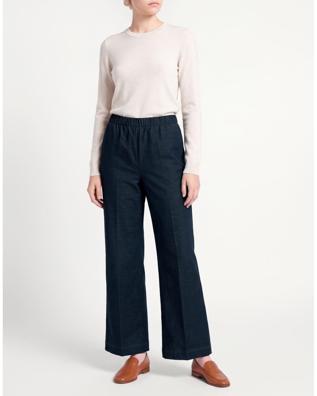 Max Mara Blue Pants Organic Cotton, Polyester, Elastane