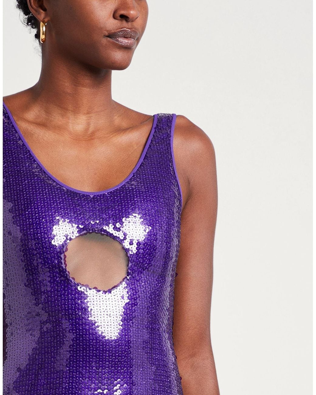 David Koma Purple Mini Dress Polyester, Polyamide
