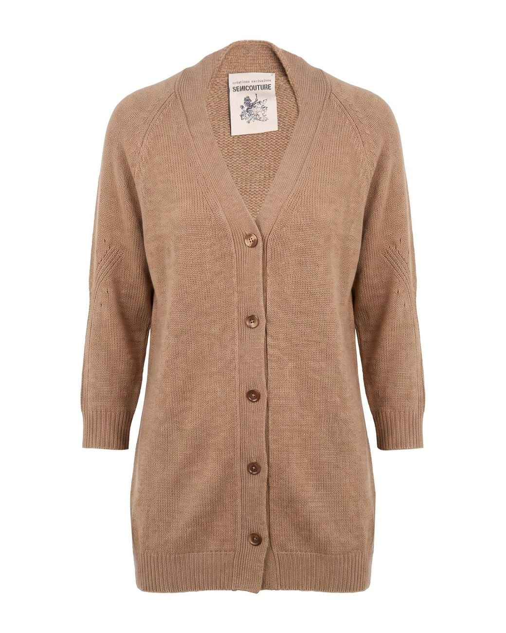 Semicouture Brown Cardigan Cashmere, Polyamide