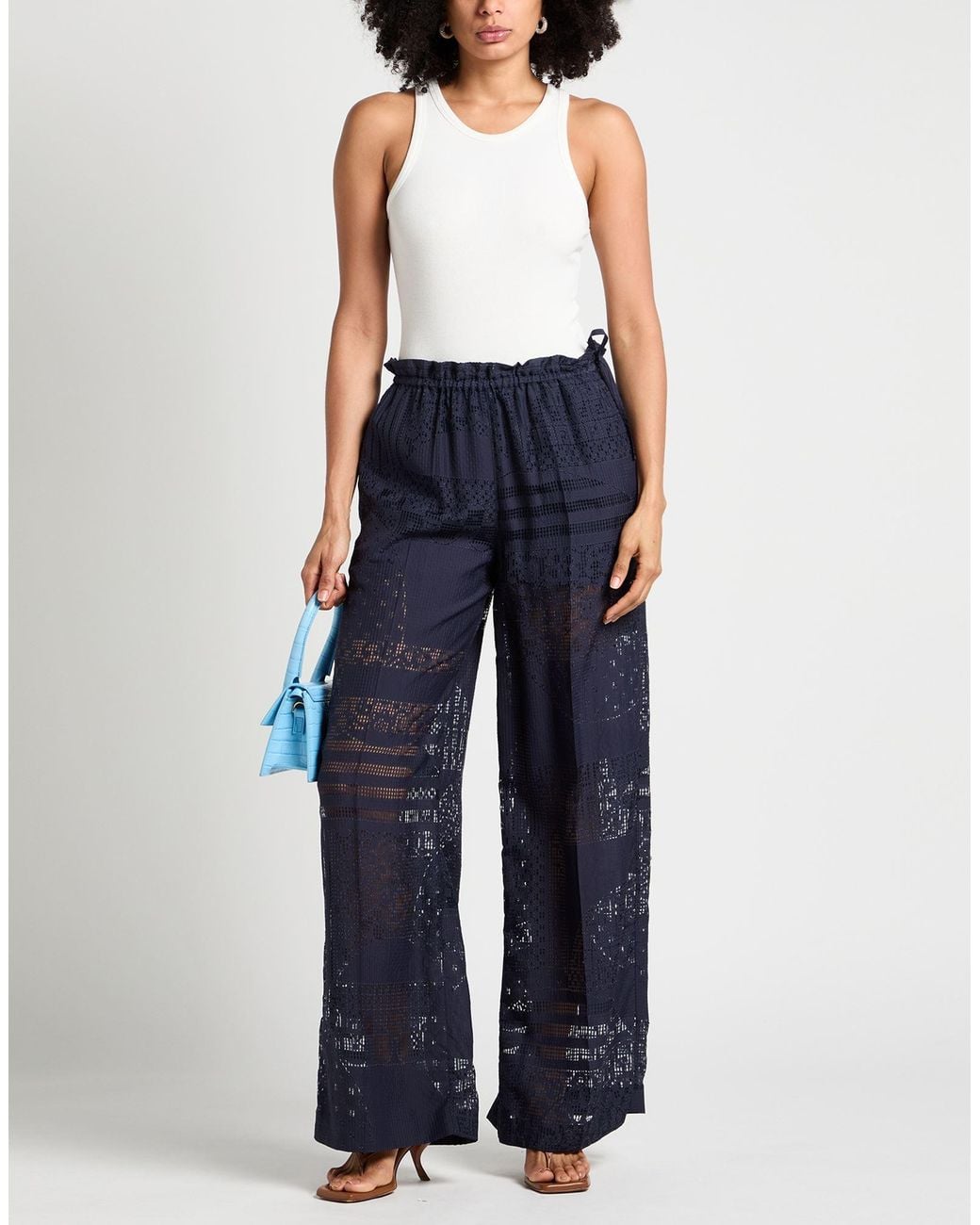 Fendi Blue Pants Viscose, Silk