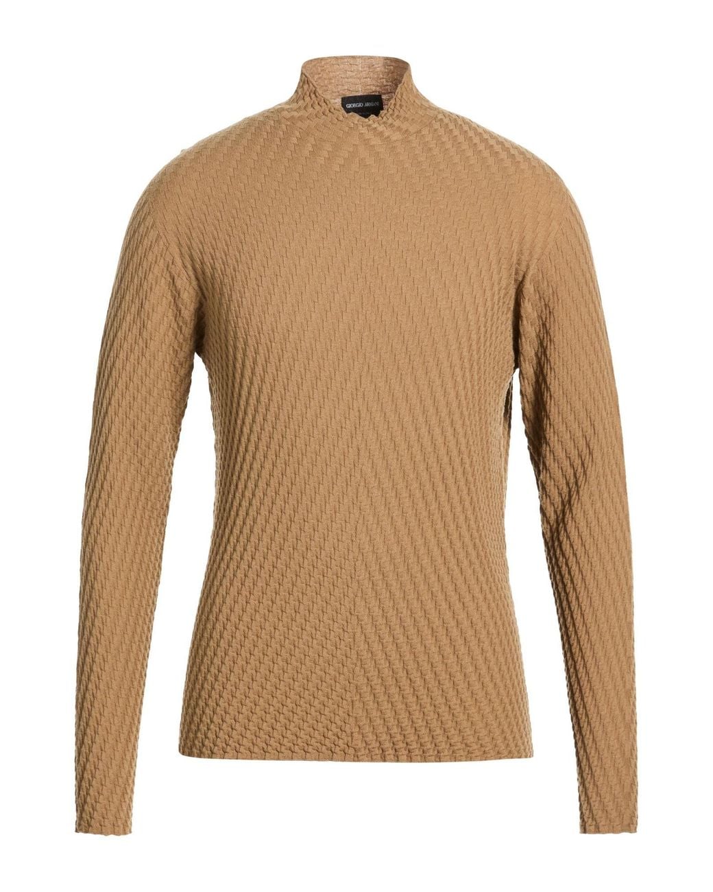 Giorgio Armani Brown Camel Turtleneck Virgin Wool, Polyester for men