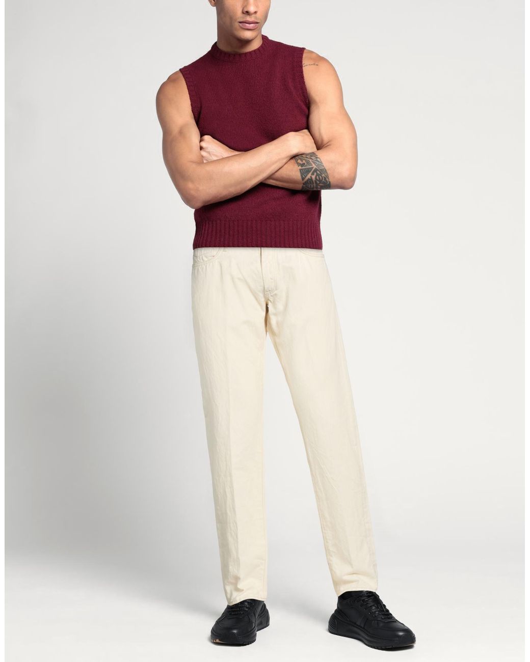 パンツ INCOTEX cotton linen white pants Incotex Linen Trousers in