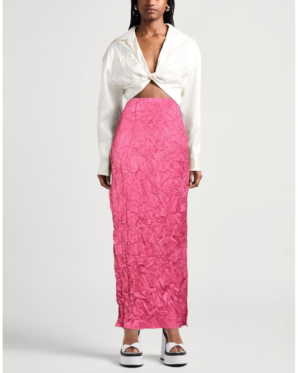 Gaelle Paris Pink Fuchsia Maxi Skirt Polyester