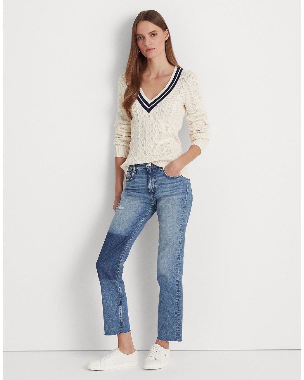 Ralph Lauren Blue High-rise Straight Cropped Jean