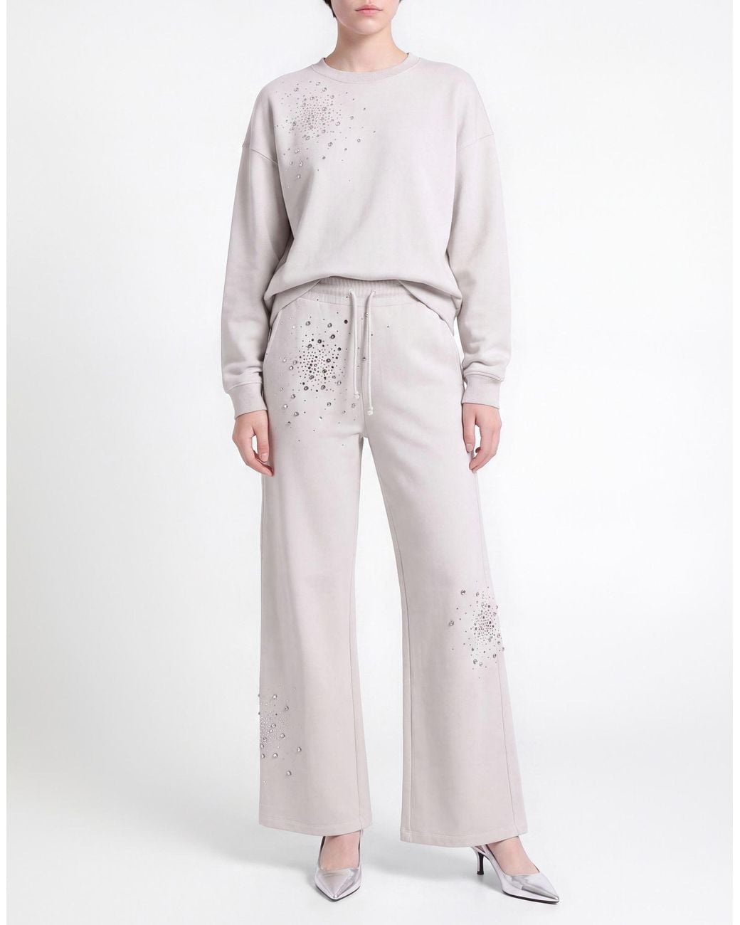 DES_PHEMMES Gray Light Pants Cotton
