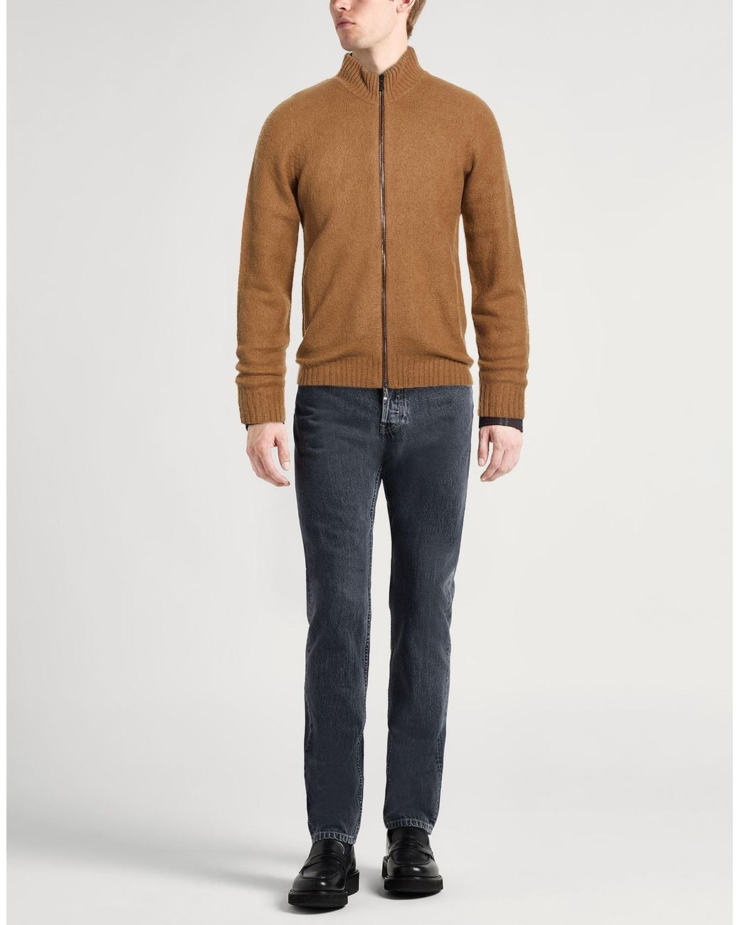 Drumohr Brown Camel Cardigan Lambswool for men