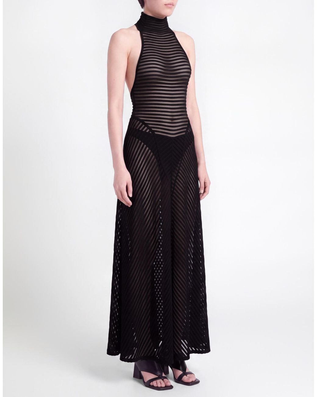 Alaïa Black Midi Dress Viscose, Polyester, Silk