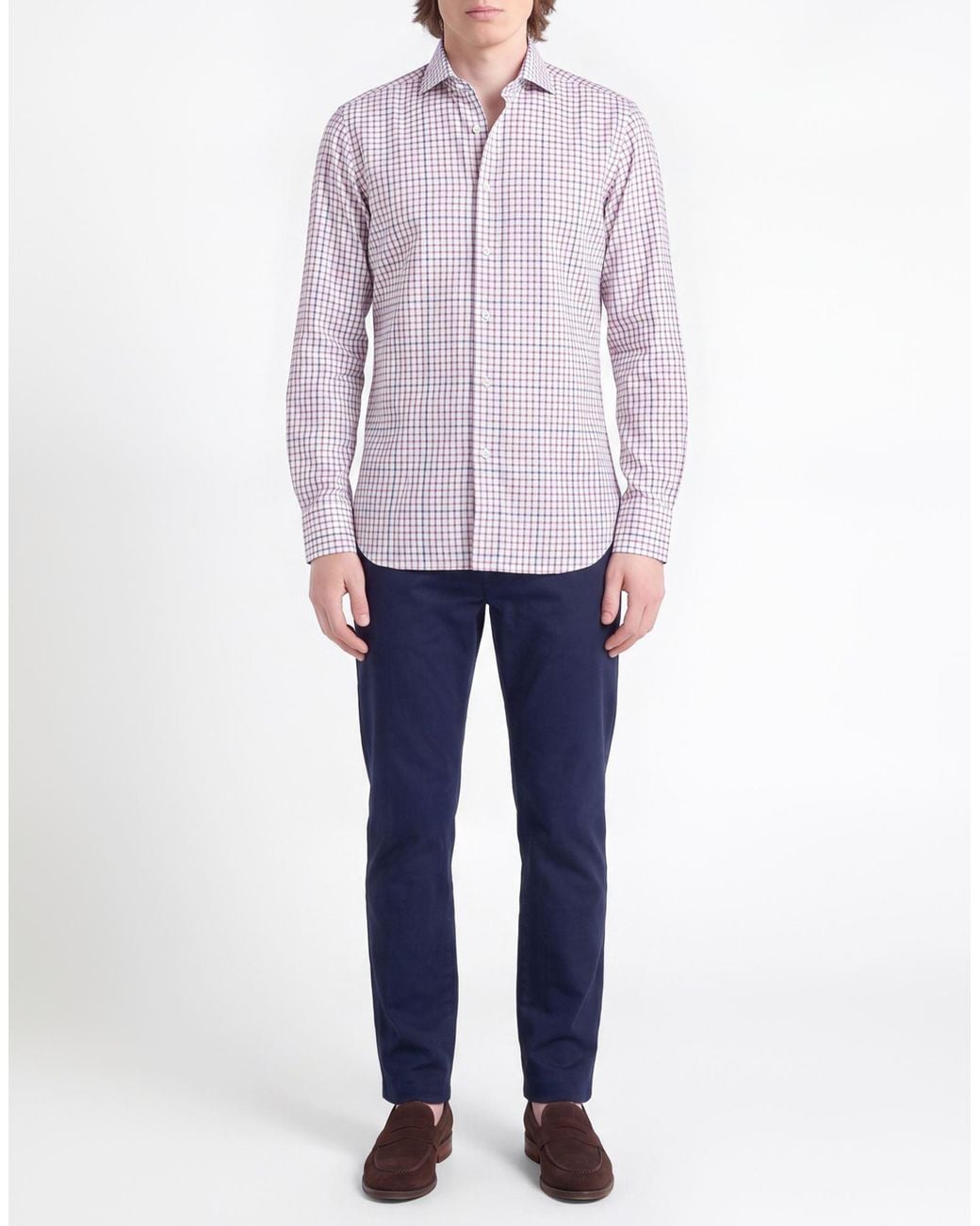 Isaia Blue Shirt Cotton for men