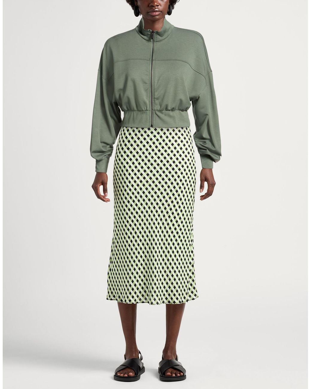 hinnominate Green Military Sweatshirt Viscose, Polyester, Elastane