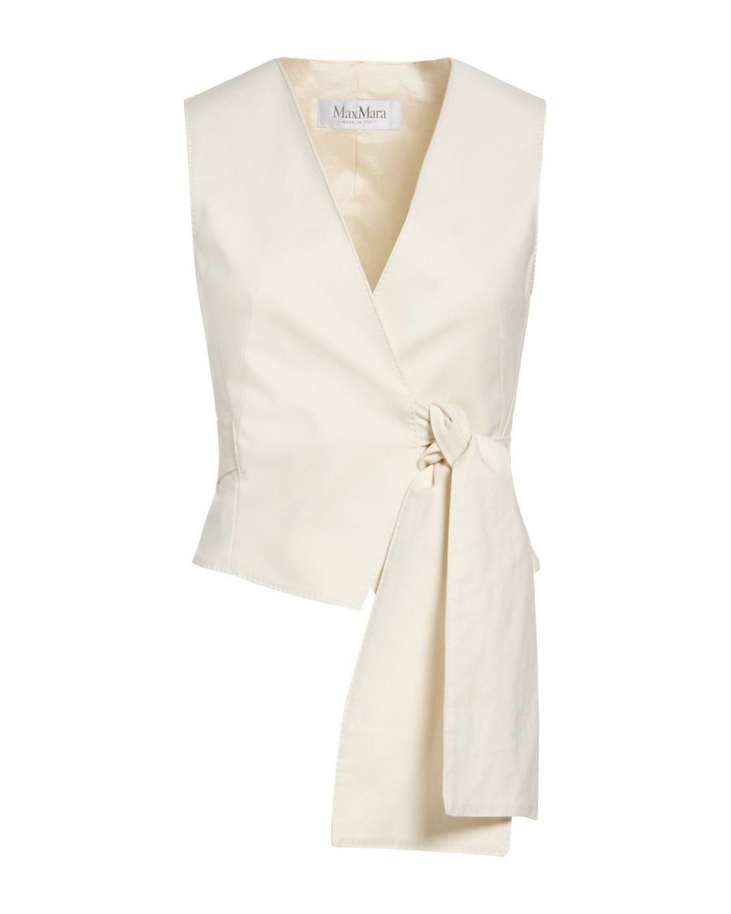 Max Mara White Ivory Tailored Vest Cotton, Elastane