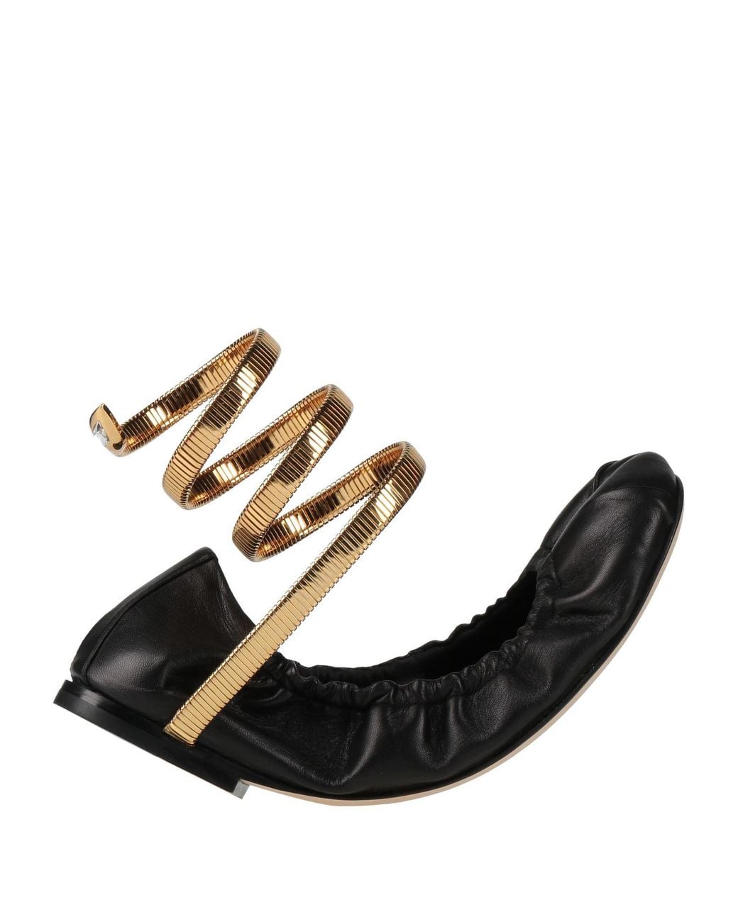 Rene Caovilla Black Ballet Flats Lambskin