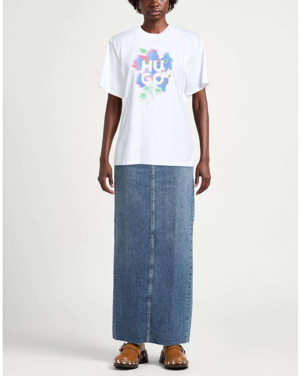 HUGO White T-Shirt Cotton, Elastane