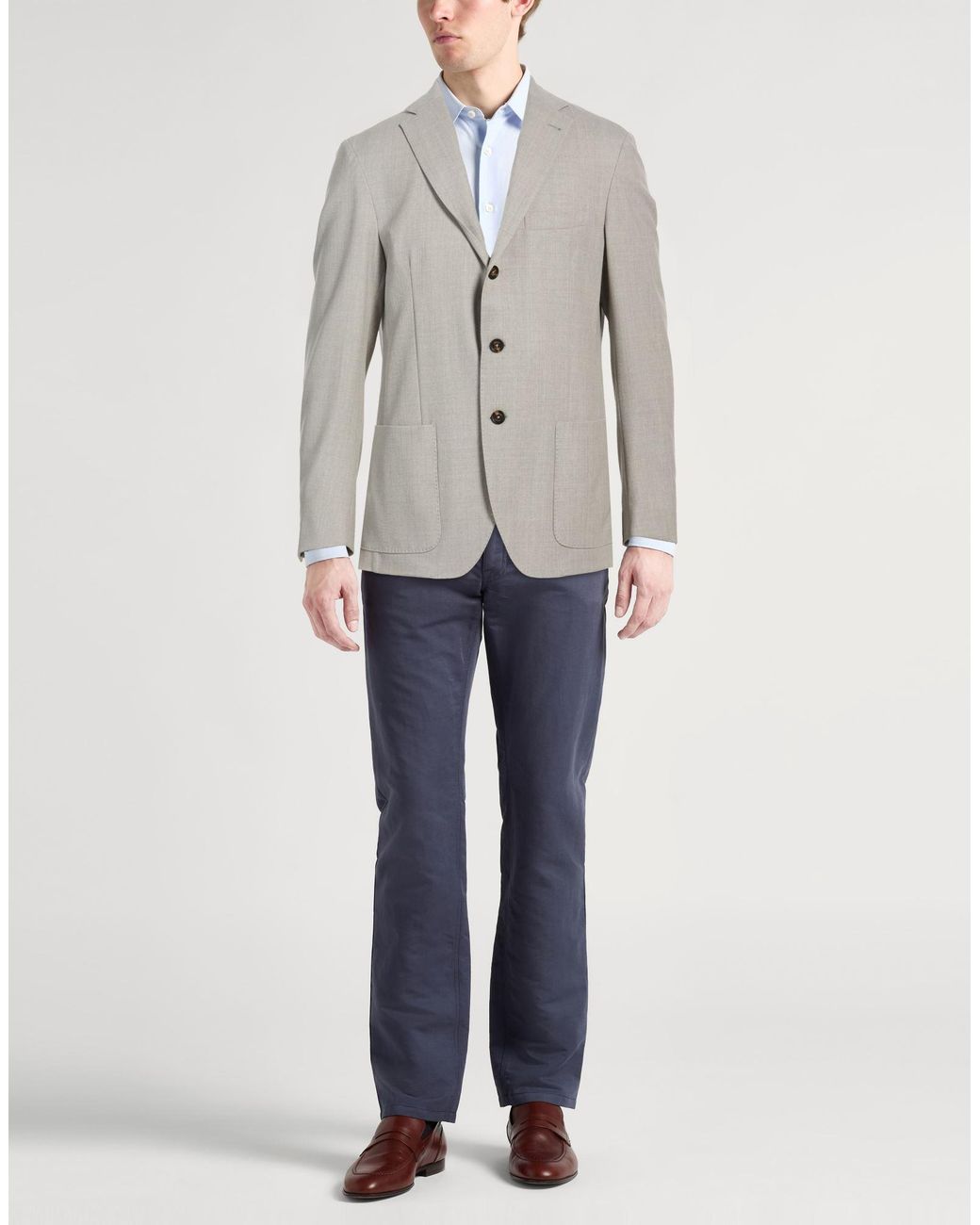 Eleventy Gray Light Blazer Wool, Elastane for men