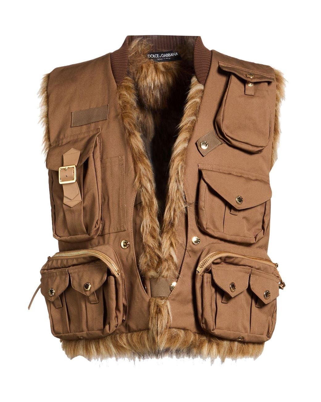 Dolce & Gabbana Brown Khaki Vest Cotton