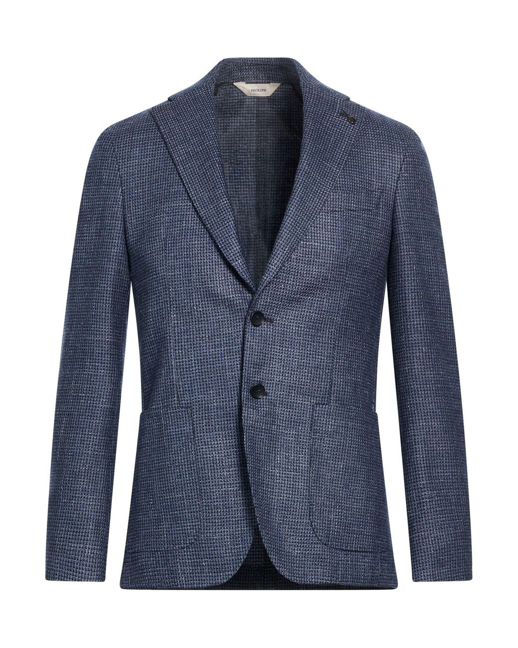 Paoloni Blue Blazer Virgin Wool, Silk, Linen for men