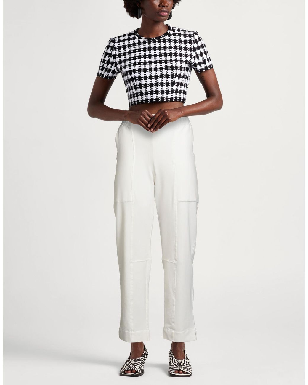 Alpha Studio White Pants Cotton, Elastane