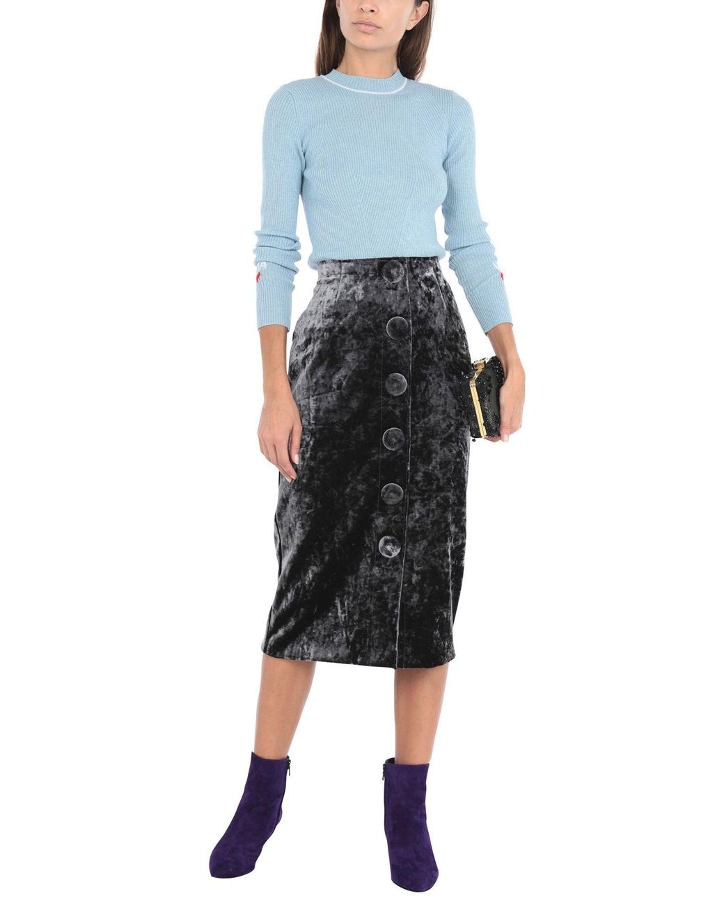 Vivetta Black Midi Skirt Polyester, Viscose, Elastane, Polyurethane