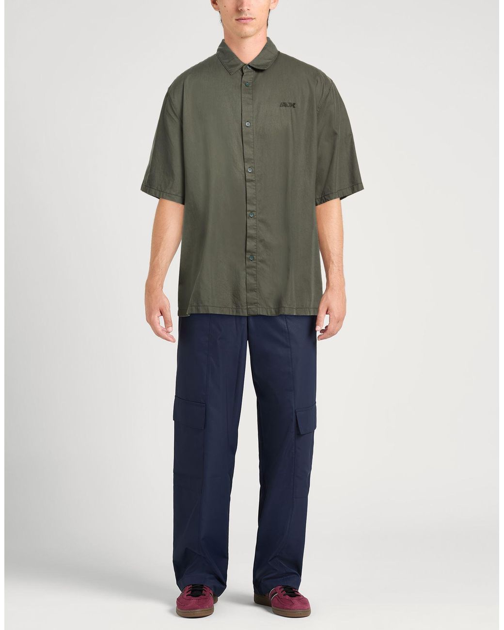 ARMANI EXCHANGE Green Military Shirt Lyocell, Cotton for men