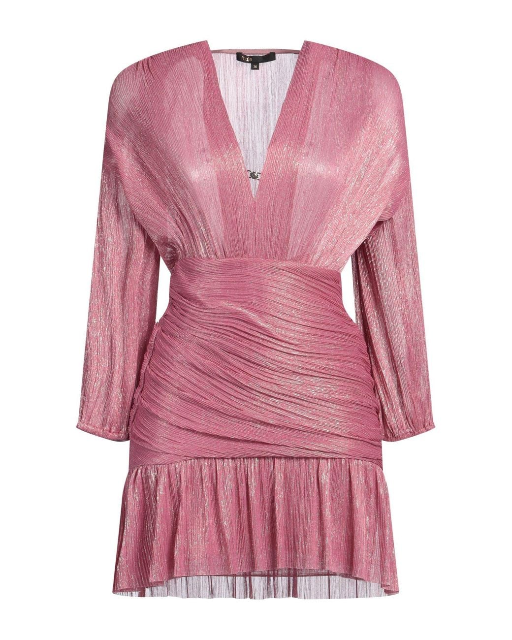 Maje Pink Mini Dress Polyester, Metallic Fiber