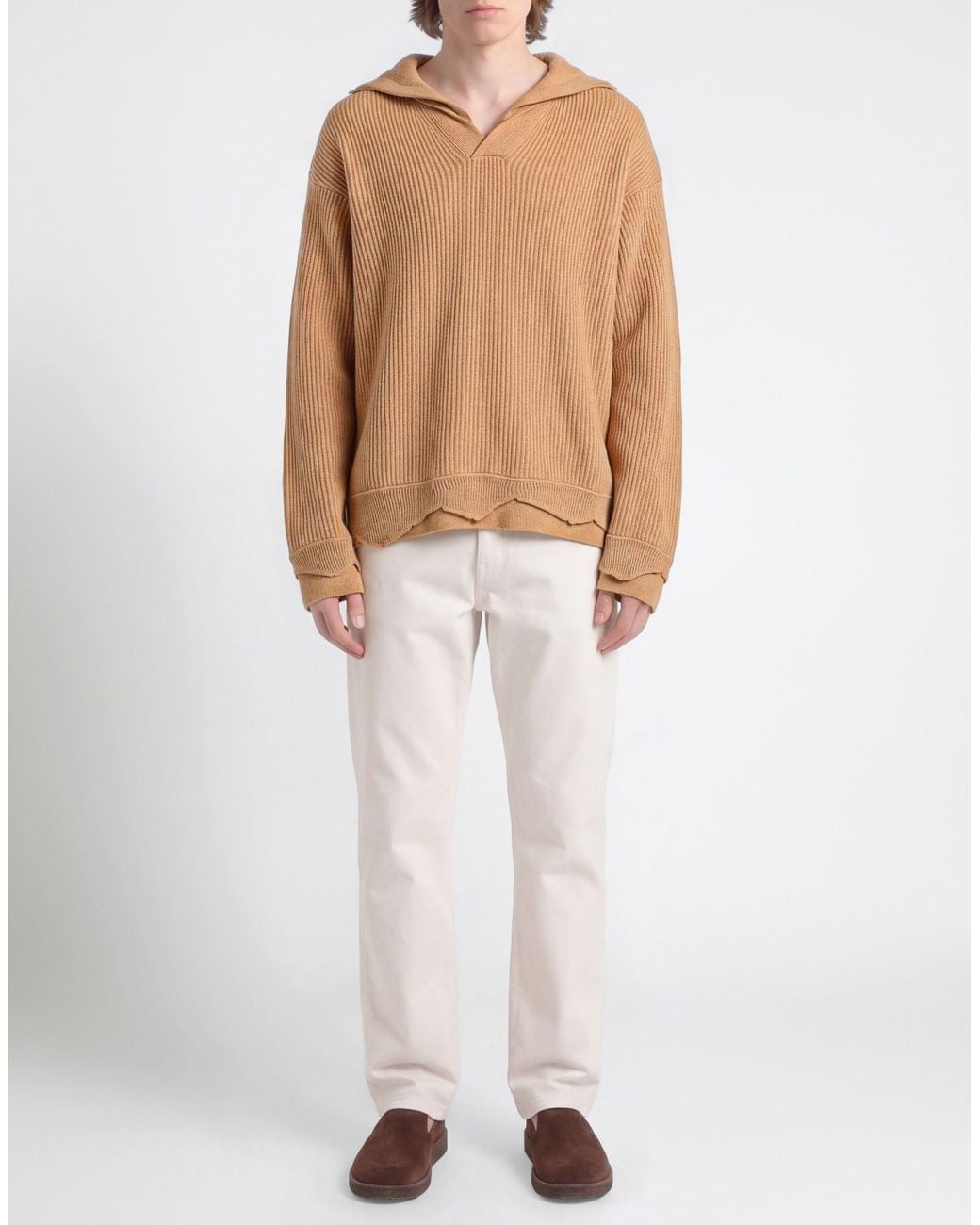 Laneus Brown Camel Sweater Wool, Recycled Polyamide for men