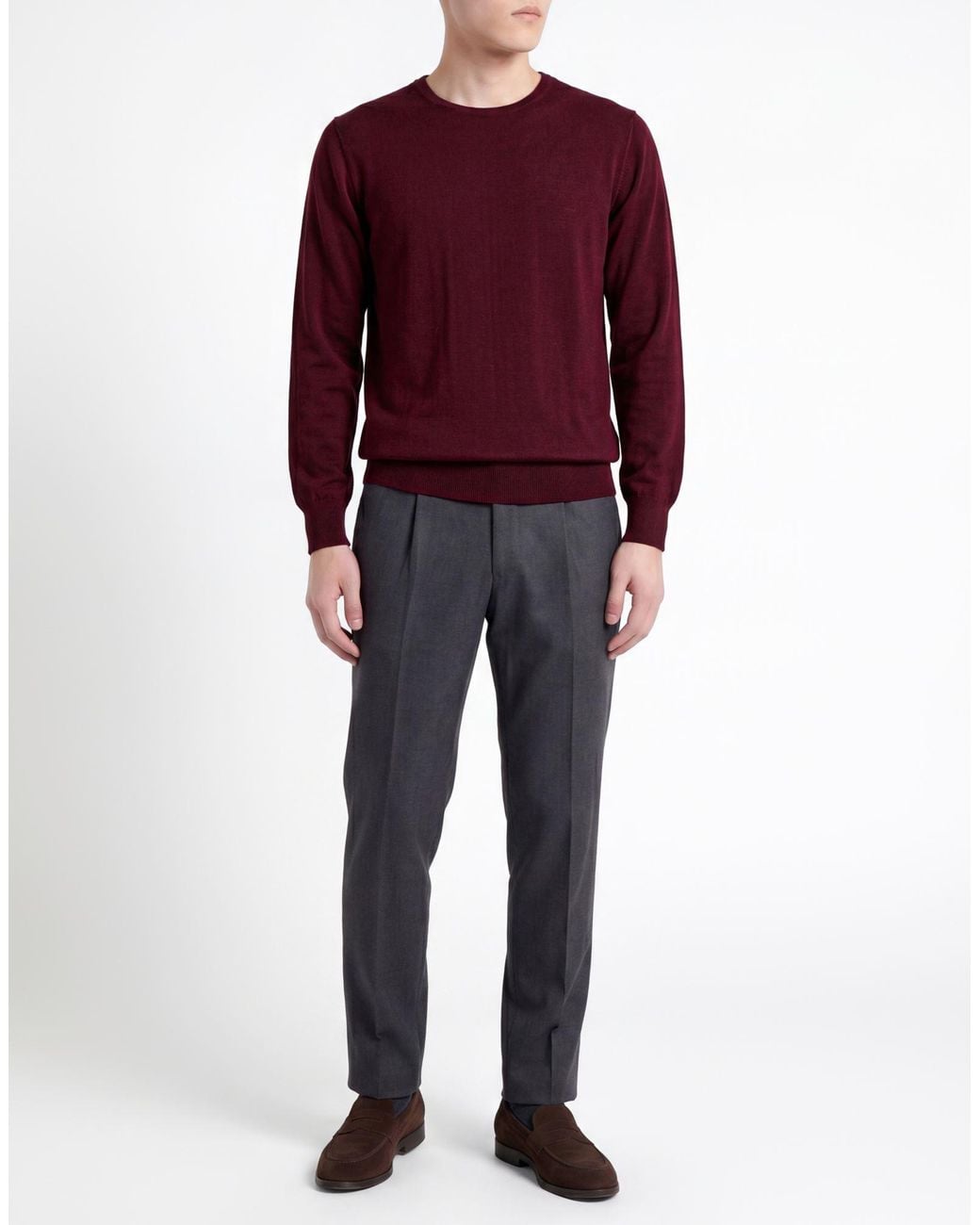 Andrea Fenzi Red Burgundy Sweater Merino Wool for men