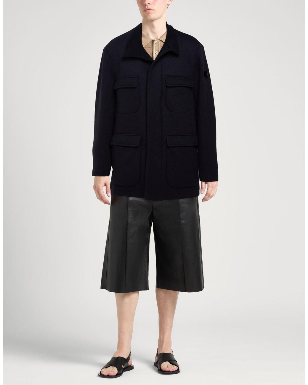 Peuterey Blue Midnight Coat Polyacrylic, Wool, Elastane for men
