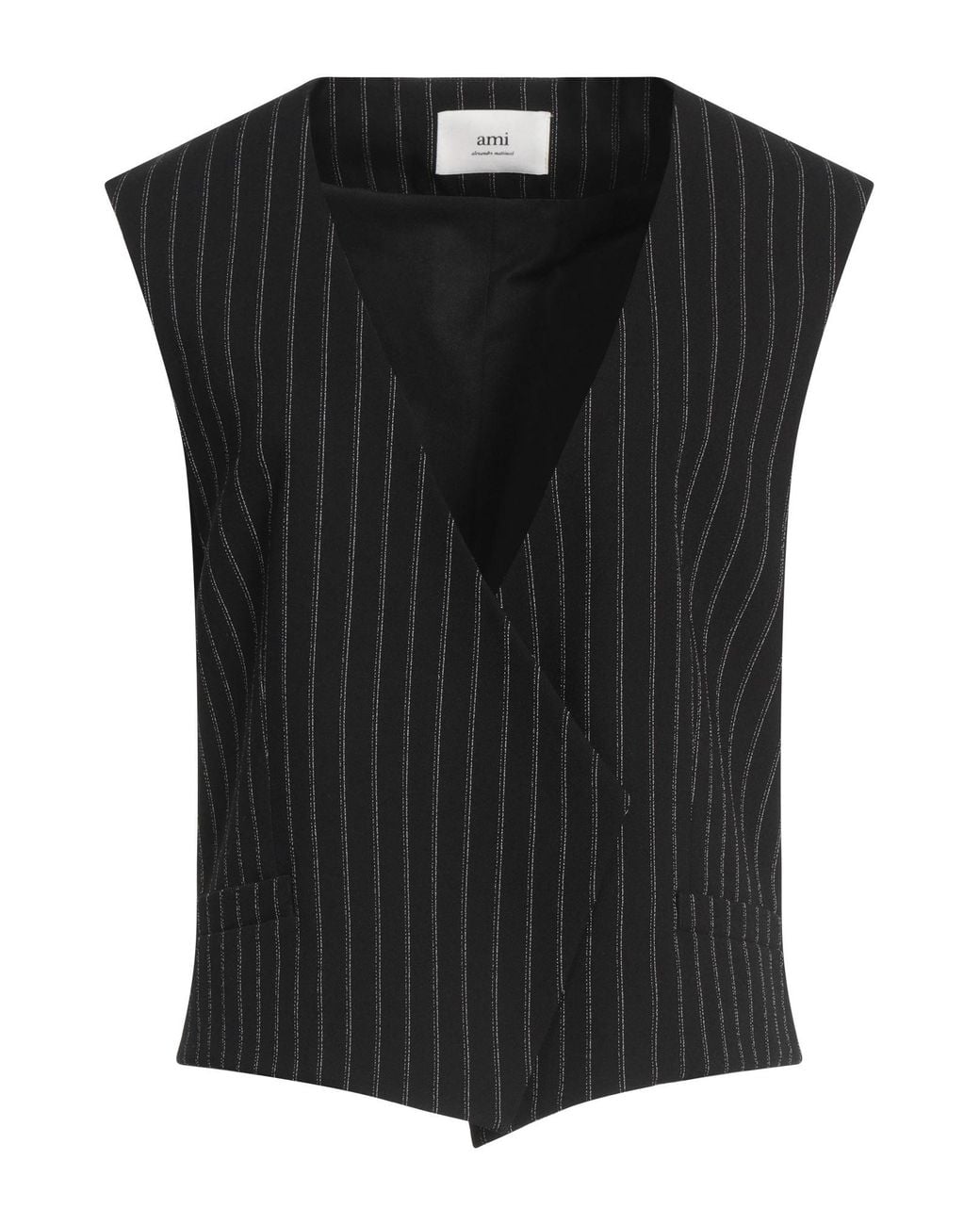 AMI Black Tailored Vest Virgin Wool